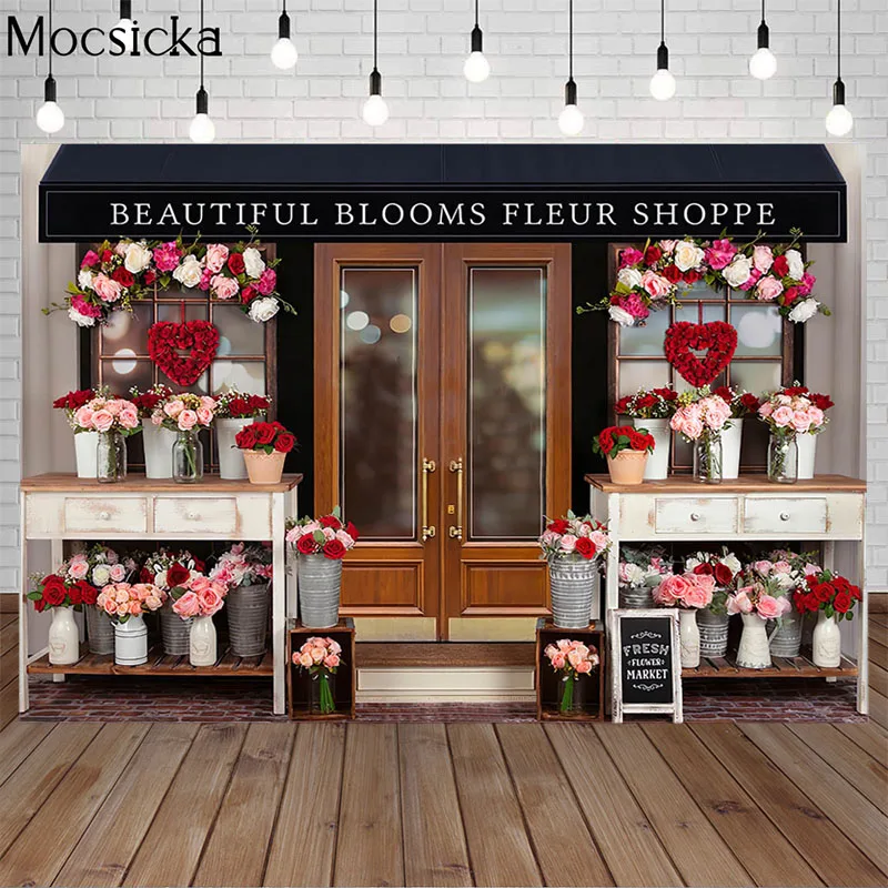 

Valentine Beautiful Blooms Fleur Shoppe Shop Photo Background Roses In Vase Newborn Child Portrait Photography Prop Photo Studio
