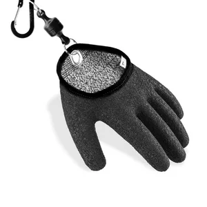 Черные перчатки для рыбалки с латексной прочной подкладкой, устойчивой к порезам, хорошие работы для безопасного снятия магнита с рыбы