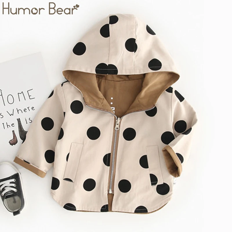 Humor Bear/Коллекция года, куртка и пальто осенняя ветровка с капюшоном для мальчиков одежда в горошек с двумя сторонами Осенняя верхняя одежда для детей ясельного возраста