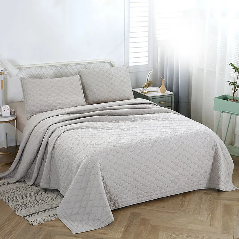 Offerte Copriletti In Cotone Sulla Trapunta Del Letto Set 3 Pezzi Copriletto Grigio Federa Copriletto Trapuntato King Size Coperta Estiva Per Doppio