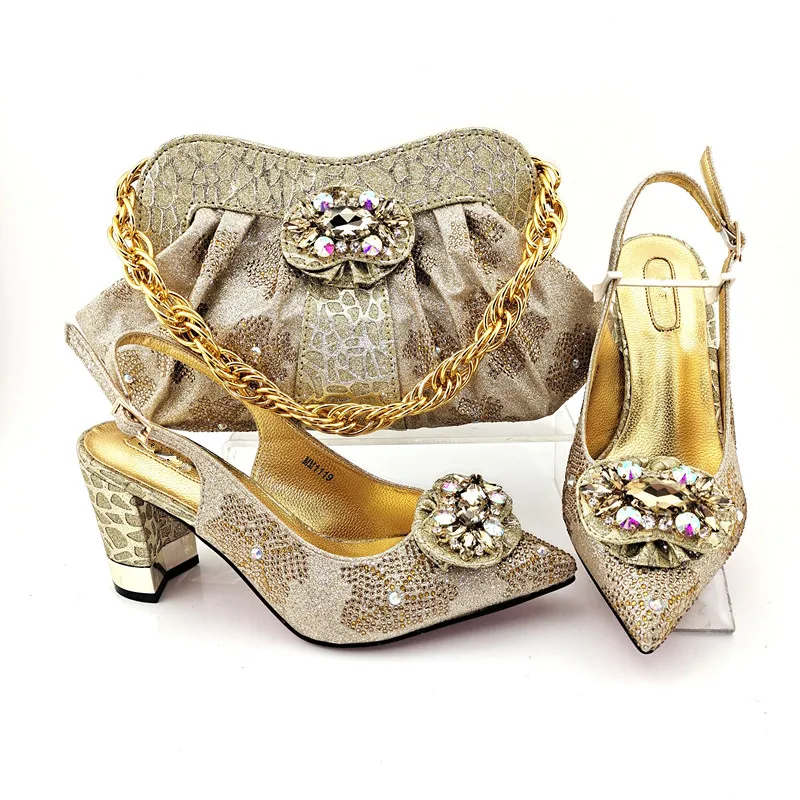 

Doershow beautiful Shoes and Bag Set African Sets wine Color Italian Shoe Bag Set Decorated with Rhinestone High Quality HYD1-56