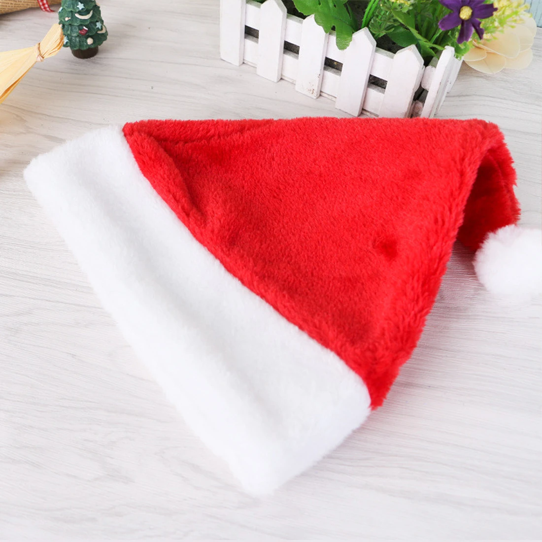 

Christmas Party Hat with Plush cap Santa Claus Fancy Dress Hat Fluffy Santa Hat Santa Claus Cap Fur Ball cute party Ornaments
