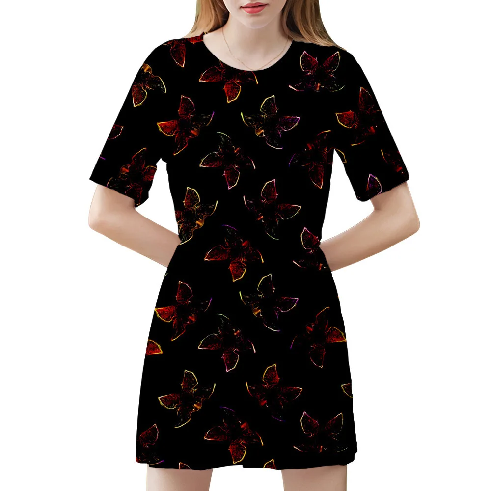

Stranger Things 3 Cosplay Straight Dress Fashion Summer Short Sleeve Dresses Hot Sale Harajuku Street Style
