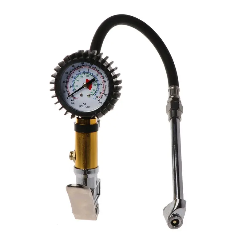 

220PSI Tire Pressure Gun Motor Car Manometer Tester Gauge Meter Air Inflator