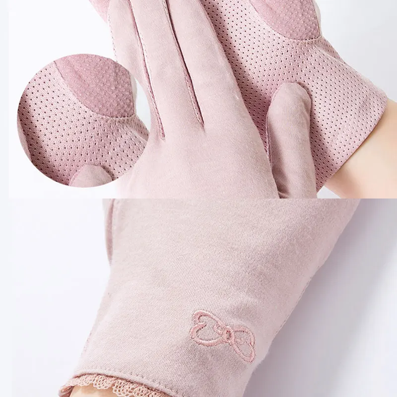 

Sexy Summer Women Sun Protection Gloves Solid Color UV Protection Short Gloves Cotton Non-slip Breathable Touch Screen Gloves