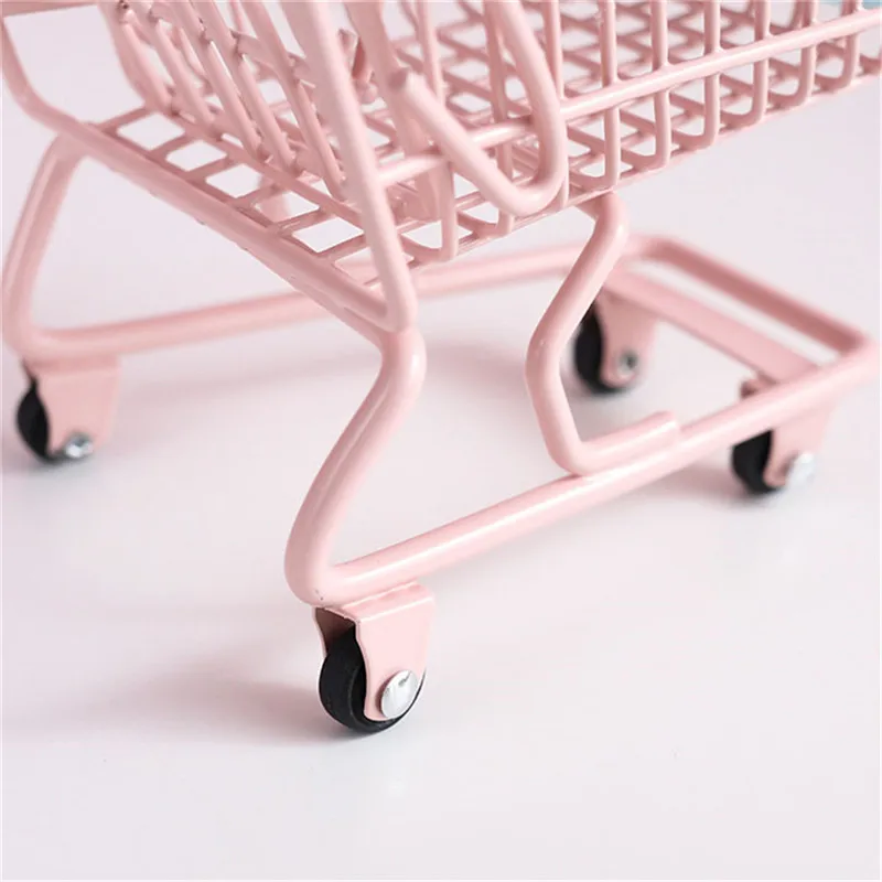 

Julie Wang Iron Supermarket Hand Trolley Ornament Shopping Cart Storage Desktop Decoration Jewelry Display Children Toys