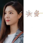 Серьги-гвоздики в виде цветка в золотистом стиле в форме звезды, драгоценностей, ТВ, девушек в Корейском стиле
