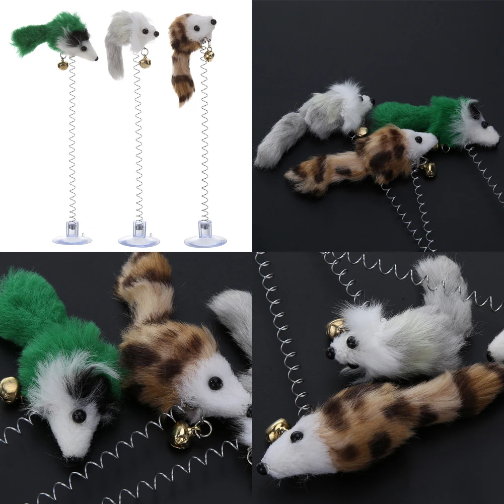 3Pcs False Mouse Pet Cat Toys Funny Playing Toys Cats Bottom Sucke for Kitten Playing Pet Seat Scratch Toy Pet Cat Supplies