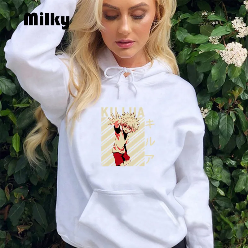 

2021 Hisoka Women hooded Pullover Hunter X Hunter Anime Black hoodie Japanese HXH Female Tops Oversized Sweatshirts dropshipping