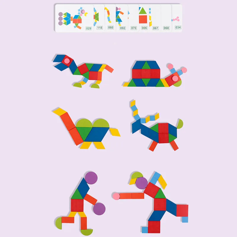 Деревянная настольная игра головоломка набор Tangram обучающая для мышления