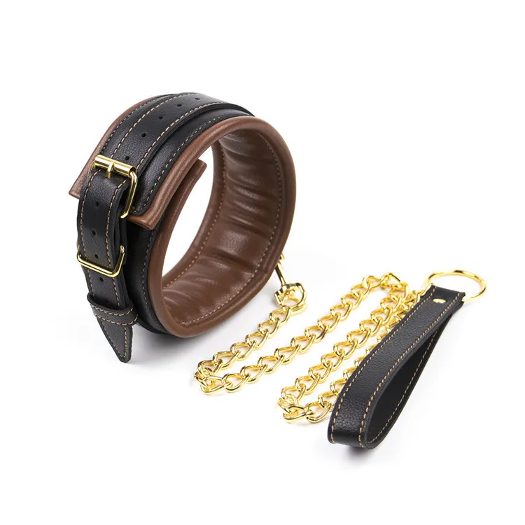 Кожаный Фетиш ожерелье-бондаж ошейник и поводок эротический шейный секс-игрушки