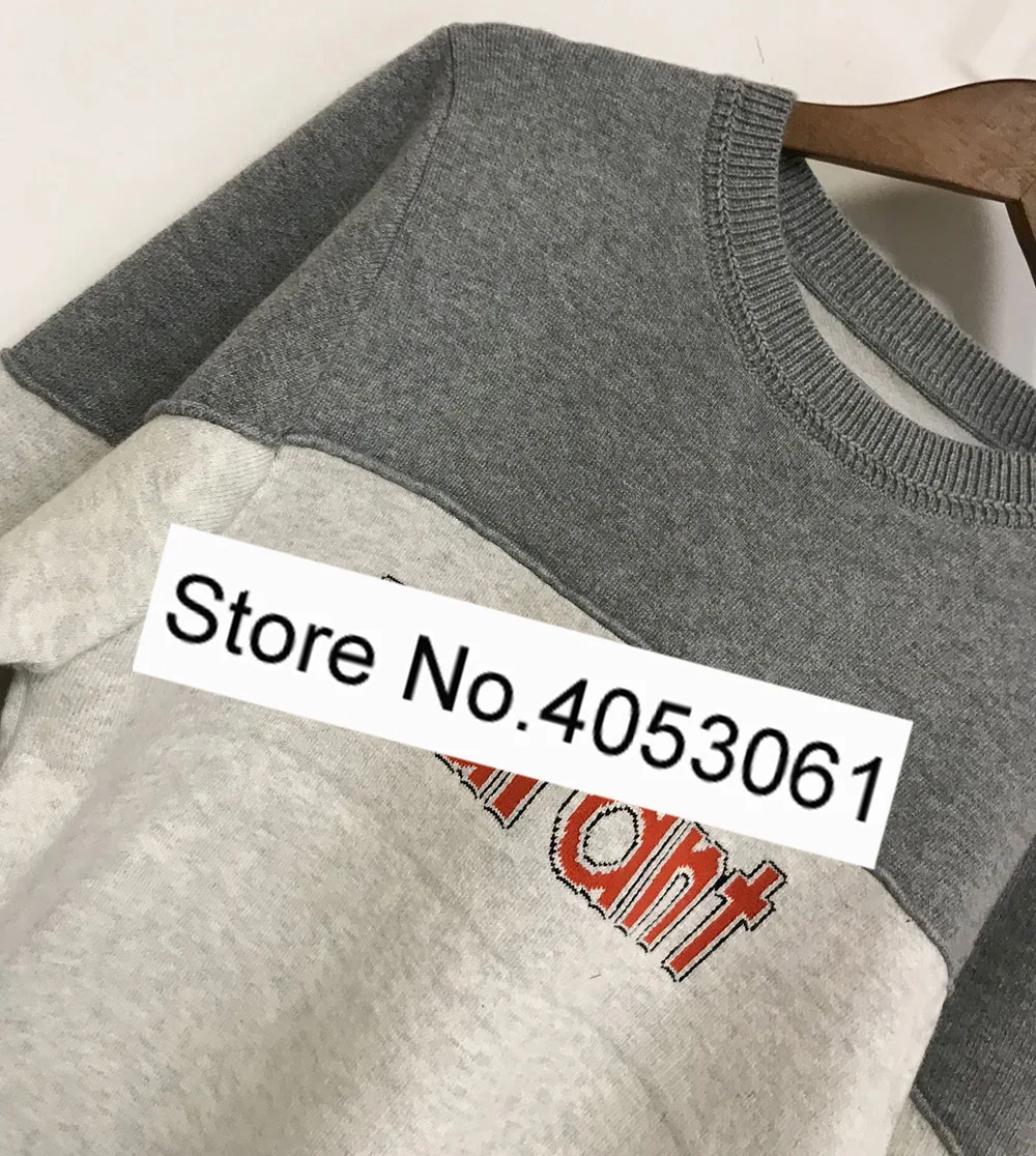 Style E Новая шерстяная смесь фиолетовый/серый контрастный цвет круглый вырез письмо Интарсия вязаный свитер-Женский/Женский пуловер с буквенным принтом - Цвет: Style E