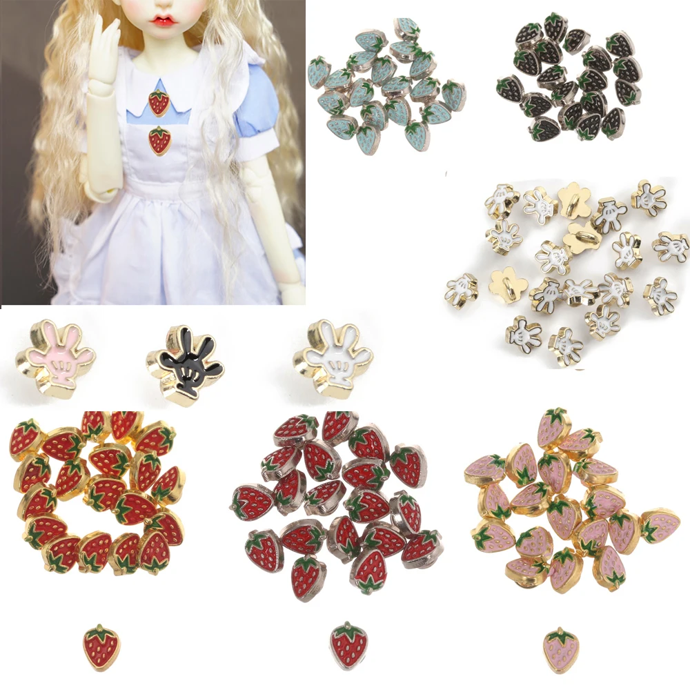20pcs 5mm Mini Button Buckle DIY Doll Clothes Metal Strawberry Pattern Buckles for 1/6 Clothing Sewing Accessories - купить по