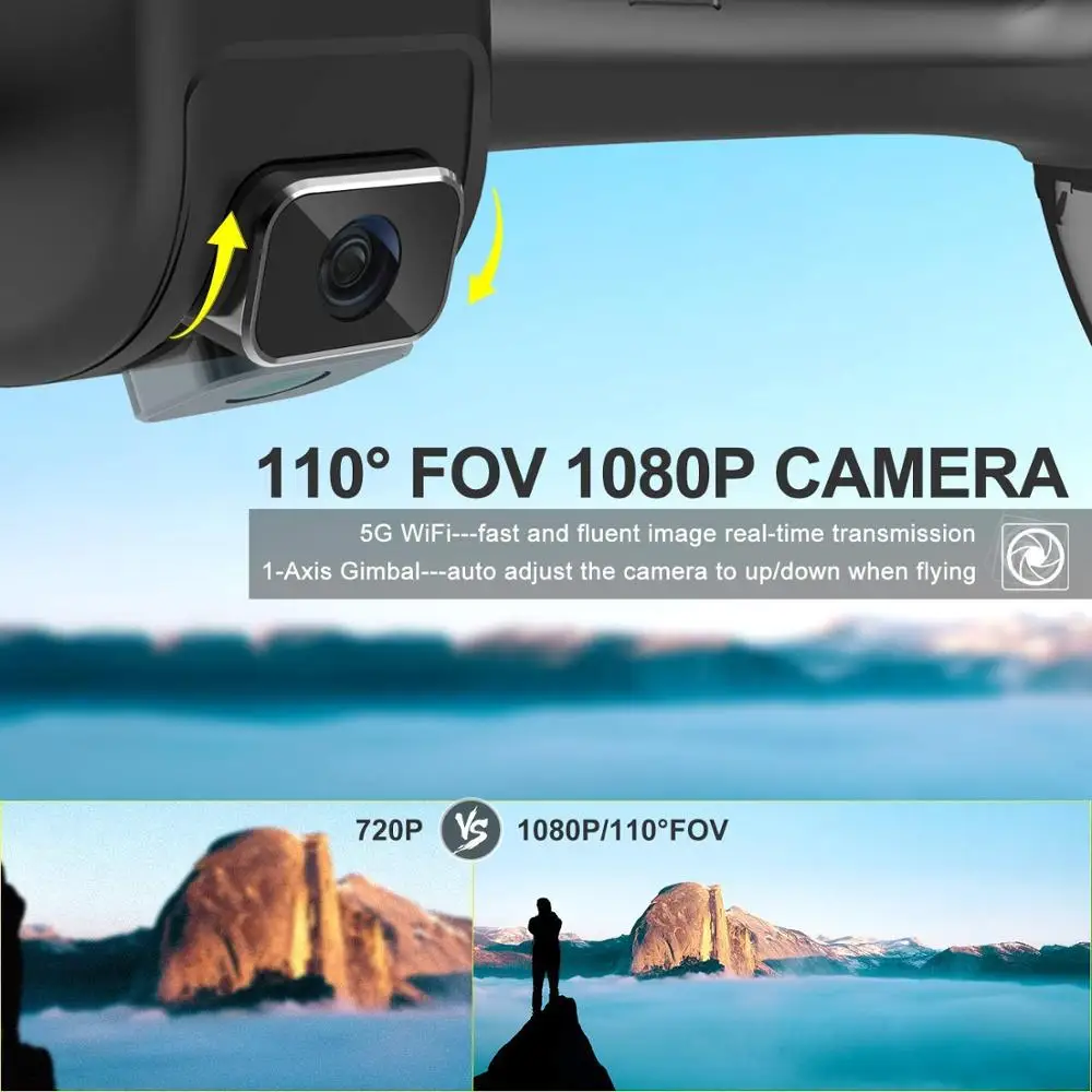 Potensic D60 Дрон с камерой 1080P Профессиональный FPV Wi-Fi RC дроны удержание высоты авто