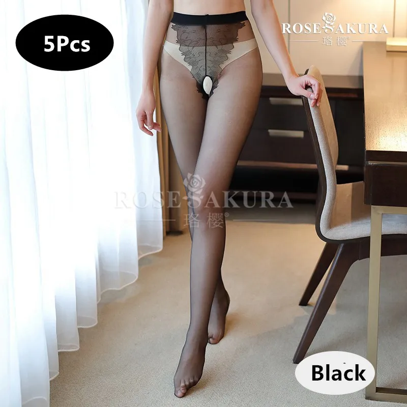 

5Pcs/lot 10D Sexy Womens Open Crotch Pantyhose Butterfly Crotch Invisible Sheer Nylon Tights