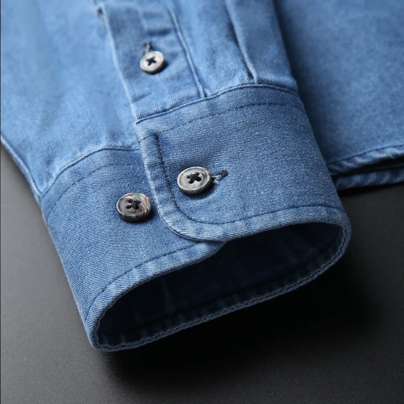 

New Arrival Men Long Sleeve Handsome 100% Pure Cotton Winter Denim Young Spring And Autumn Casual Shirts Plus Size M-2XL 3XL 4XL