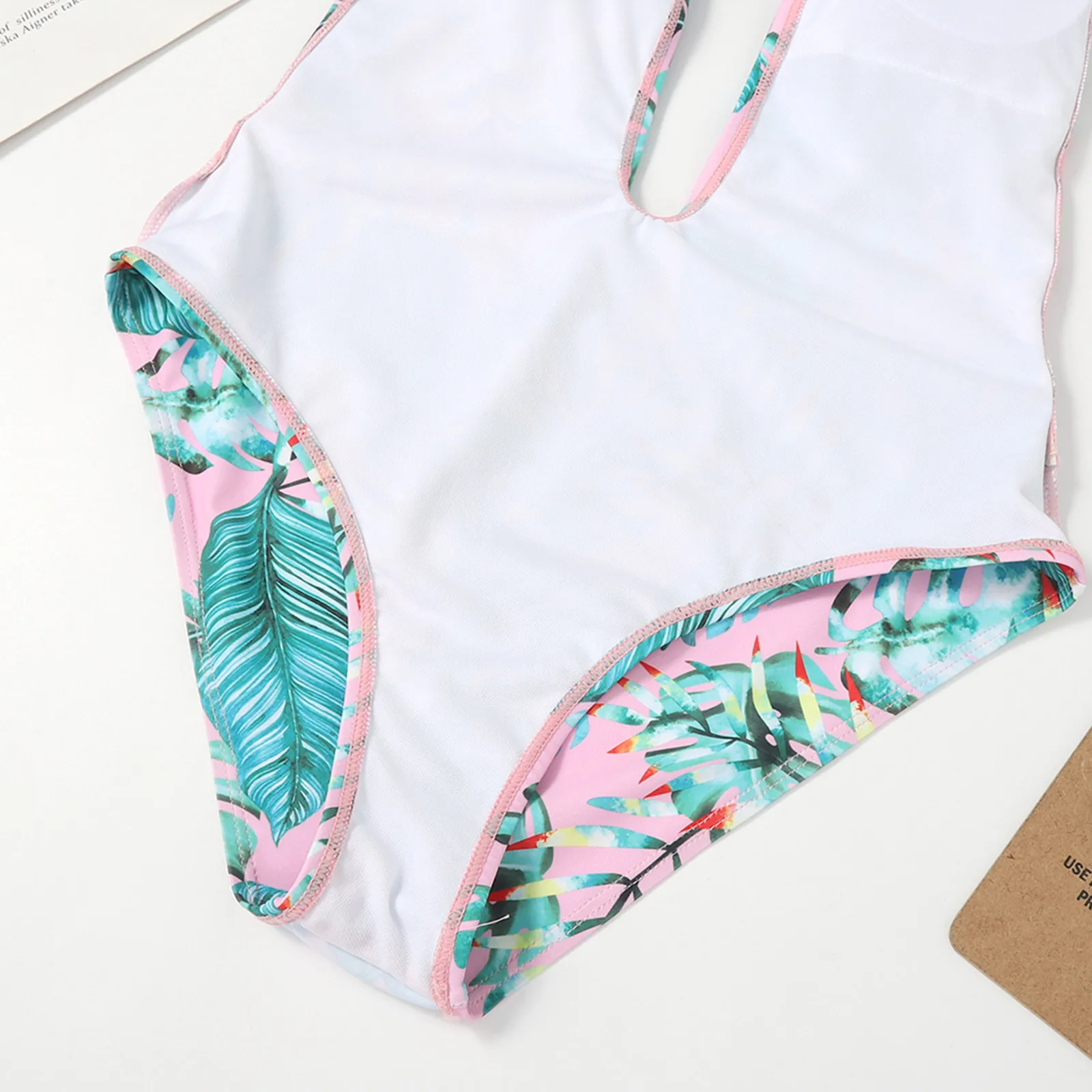 

ISHOWTIENDA Swimwear Women One Piece Fashion Women Swimwear V-Neck Printing Bandage Siamese Swimsuit Bikini