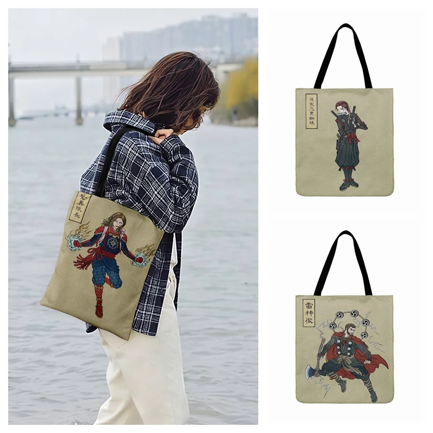 Женская Повседневная Сумка-тоут японская Классическая картина принт