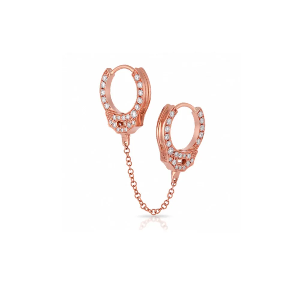 Rose Gold 1pcs Altruist 925 пробы серебро 8,5 мм двухсторонний CZ кристалл Наручники кликеры с средней цепью Обручи Huggies петли женские ювелирные изделия - Окраска металла: Rose Gold 1pcs