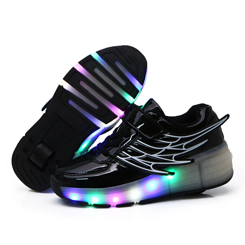 Gold Pink Black Cheap Child Fashion Girls Boys LED Light Roller Skate Shoes For Children Kids Sneakers With Wheels One wheels | Детская