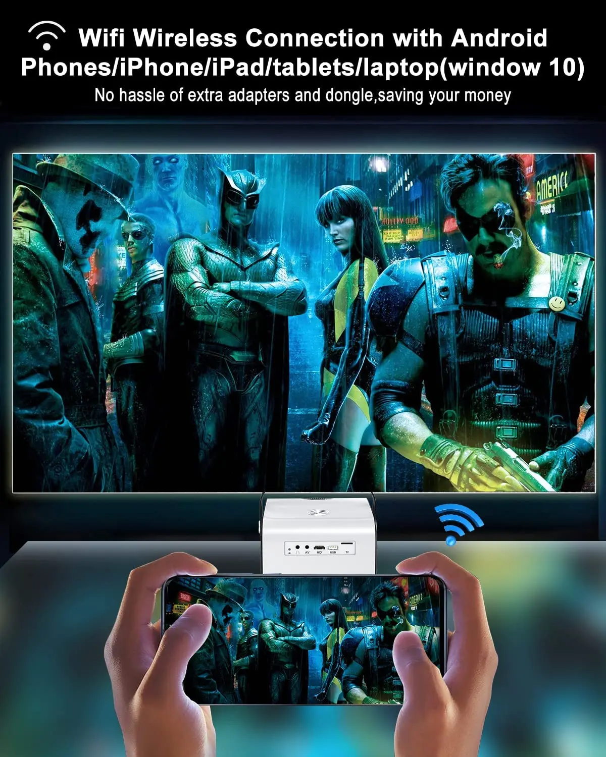 Salange P52 проектор для дома 1280*720 портативный домашний кинотеатр 3600 люмен Android