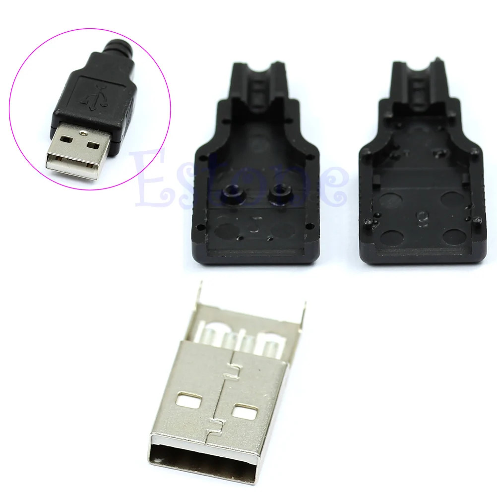 Новинка 10 шт. Тип A входящий штекер USB 4 Pin разъем с черной Пластик покрытие стола