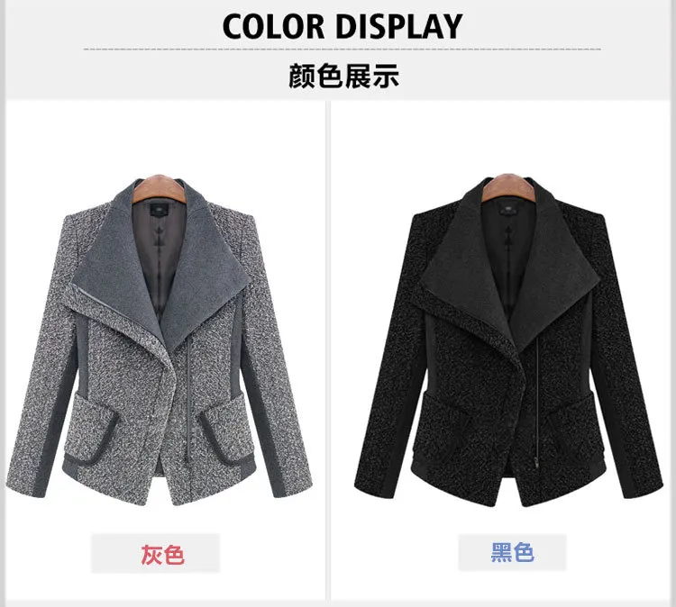 

Autumn and Winter Warm Suit Collar Thin Woolen Short Trend Coat Female Wool Jacket Cashmere Coat Womens Plus Size Fashions