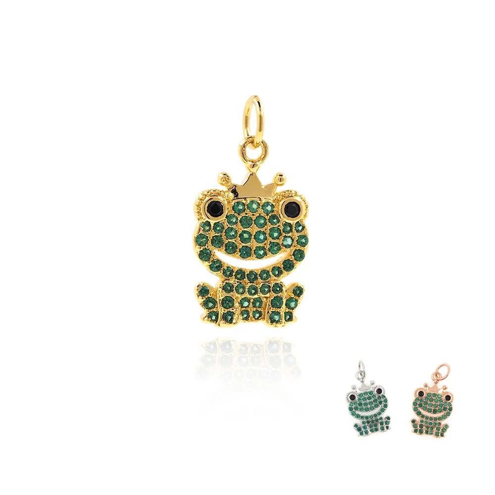 Подвеска в виде лягушки кубический цирконий латунное позолоченное животное