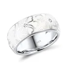 Женское изящное винтажное серебряное обручальное кольцо с гладкой белой керамической эмалью и цветочным узором, кольца для помолвки вечерние, ювелирные изделия в подарок