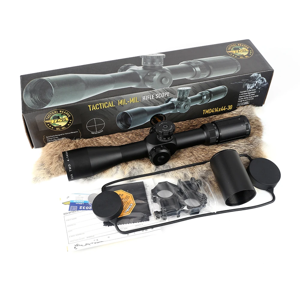Тактический оригинальный BSA TMD 4-14X44 первый фокальный самолет боковой Фокус MIL-MIL