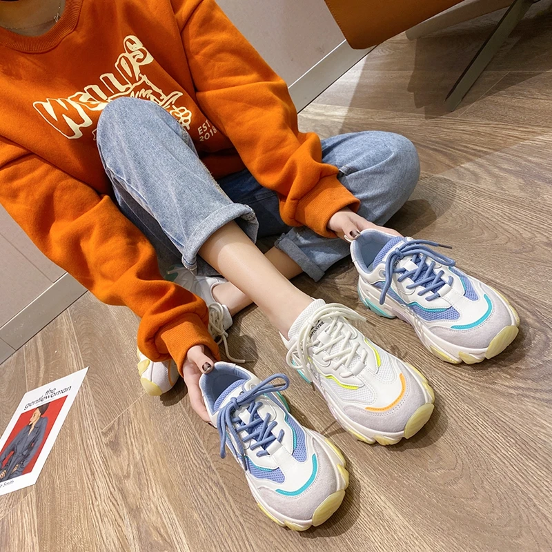 Женские массивные кроссовки ELLALEE из натуральной кожи на шнуровке дышащие