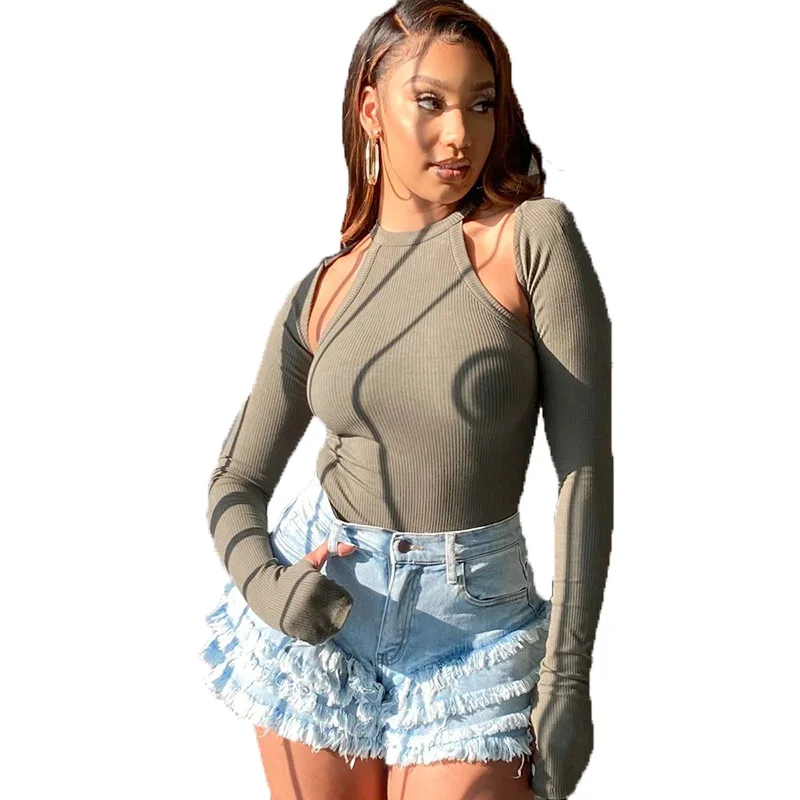 

Eversea Spring Autumn Tops Women Long Sleeve Hollow Out Sexy Style Tank