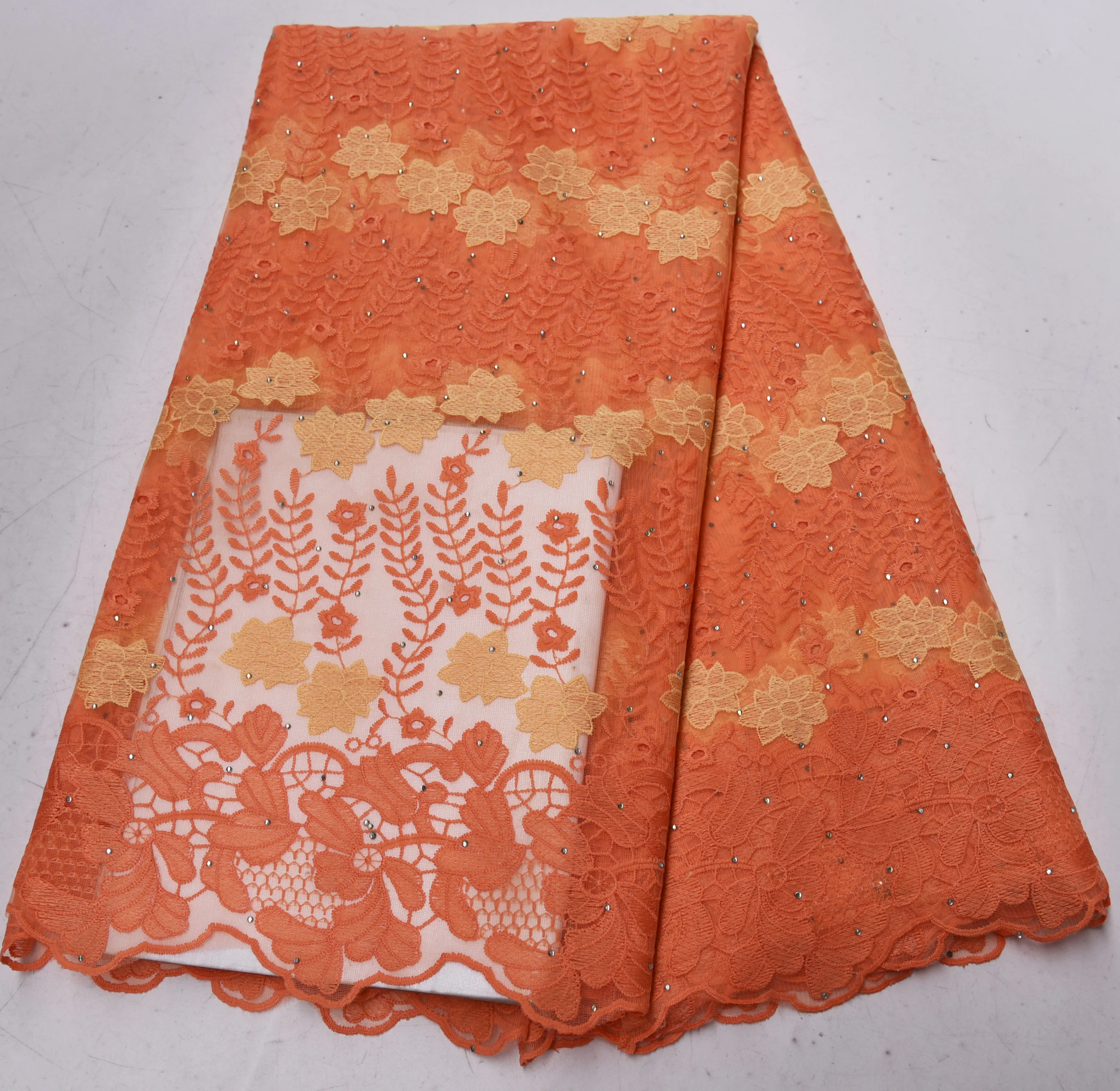 

African Lace Fabric 2019 High Quality Lace Embroidered French Tulle Lace Fabric With Stones For Party Dresses PFN006