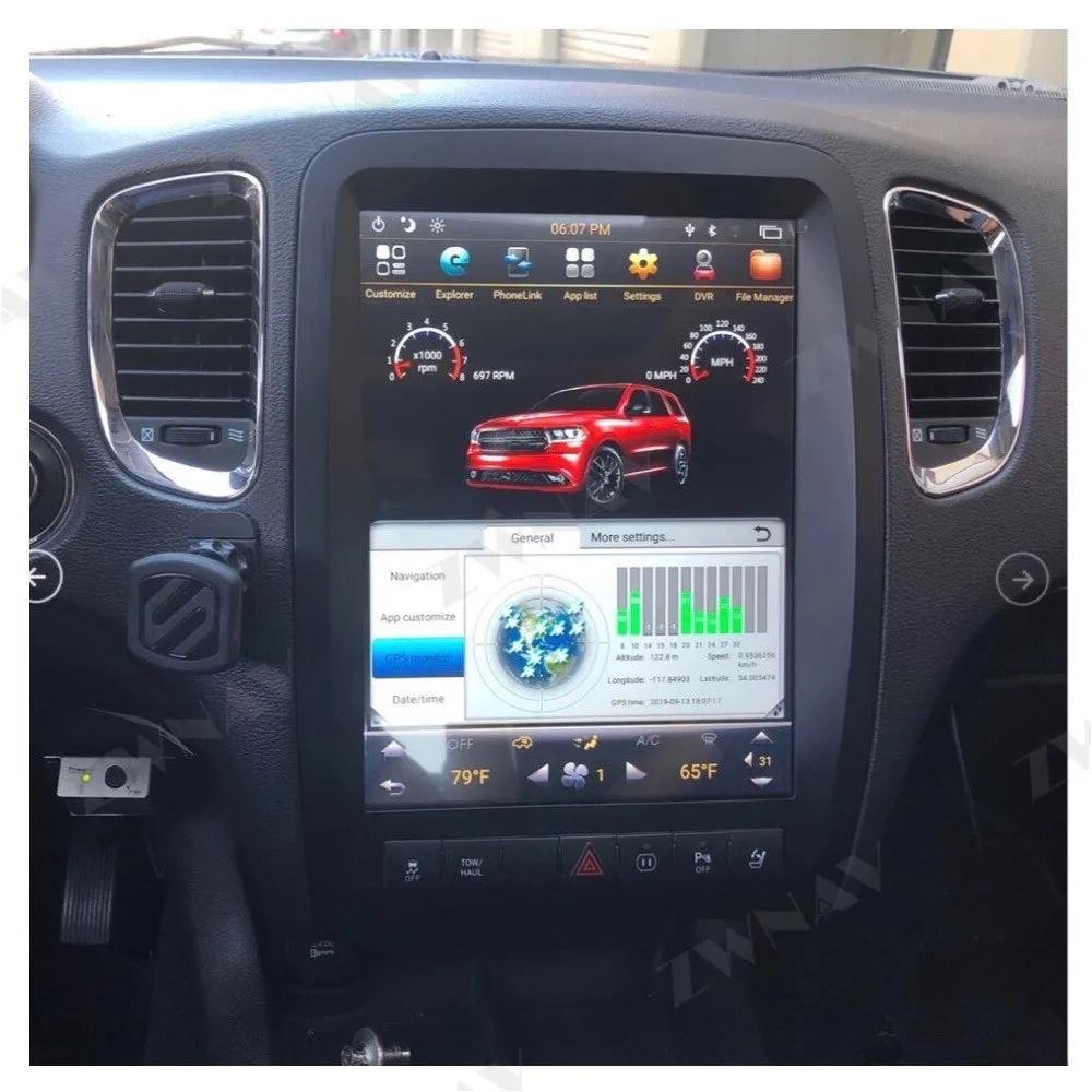 Android 128 ГБ для Dodge Durango 2012 - 2019 Вертикальный стиль Тесла Радио экран Автомобильный