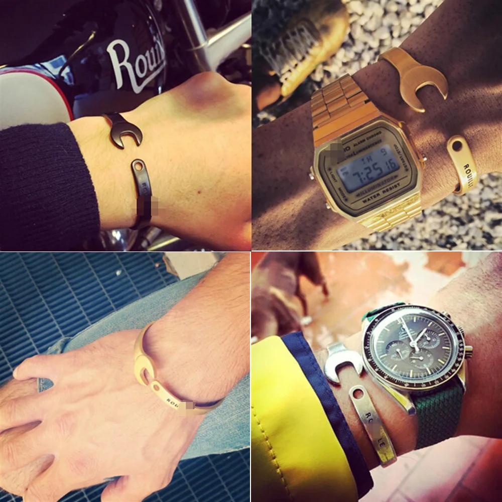 Ретро Винтажные Ностальгические Браслеты-застежки с интаглио из титановой стали машинного серебра "C"