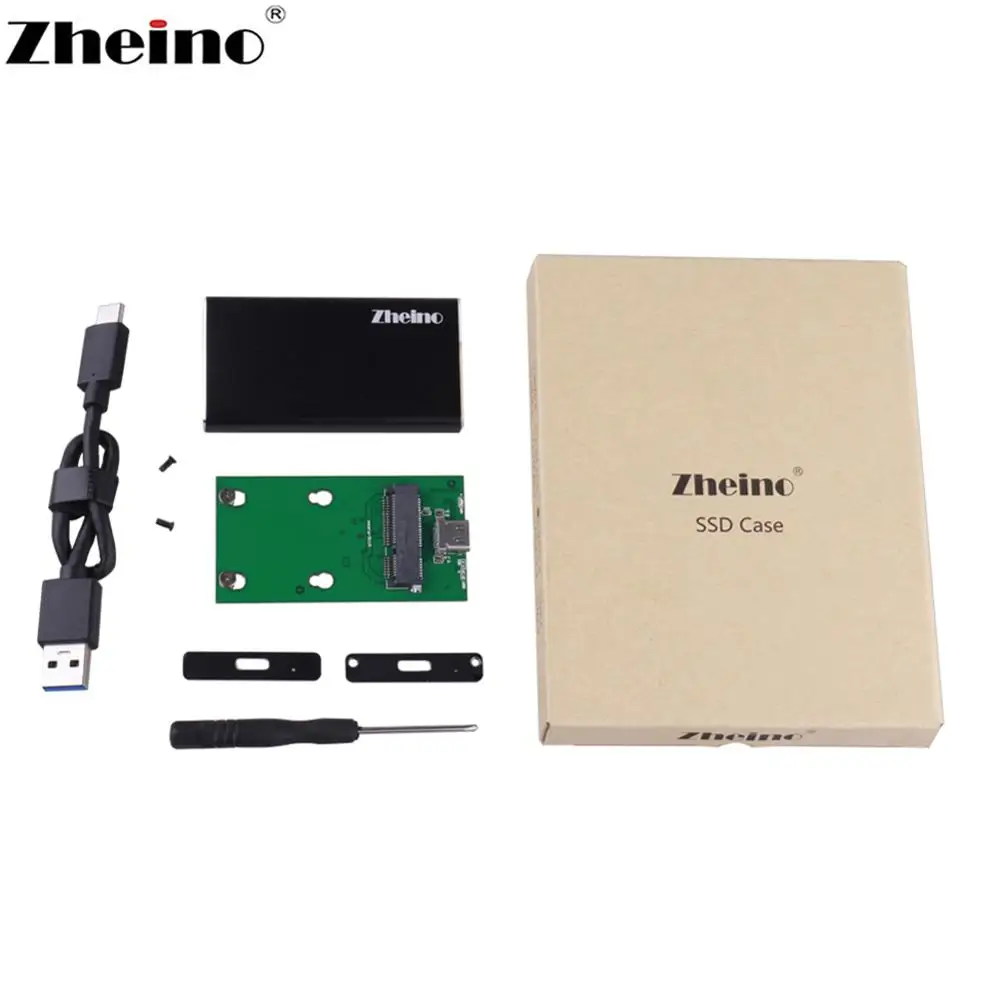Zheino USB 3 1 к mSATA SSD чехол Мини Портативный жесткий диск коробка алюминиевый внешний