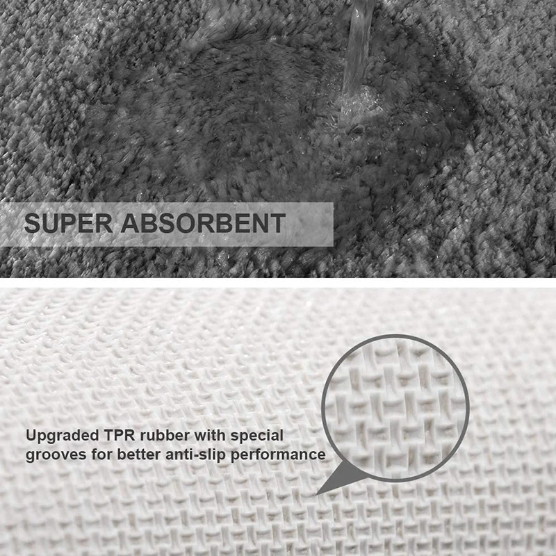 

Bathroom Carpet 20 InchX32 Inch (2 Pieces) Soft Absorbent Fluffy Thick Microfiber Bathroom Floor Accessories (Dark Gray)