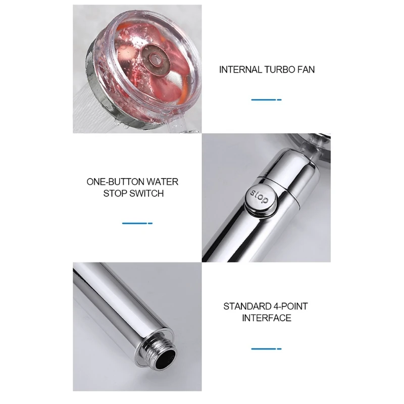 

Turbocharged Shower Head High Pressure Water Saving Shower 360 Degrees Rotating Shower Head Bathroom Faucet Electric Shower