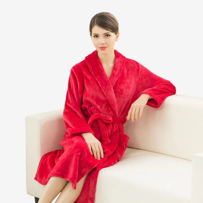 Очень мягкий Шелковый фланелевый банный халат для пар женщин и мужчин Длинное