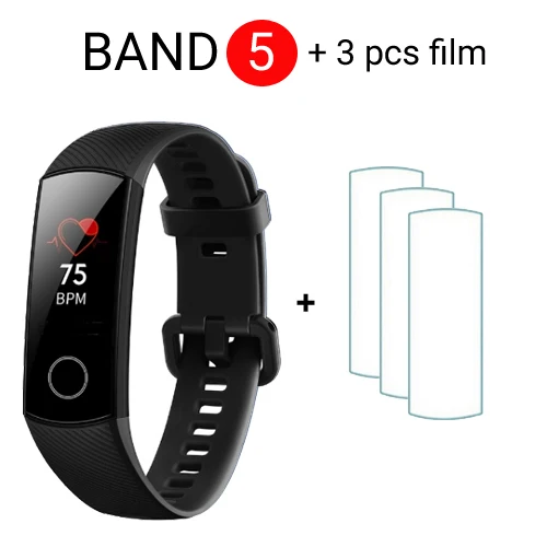B5 Black add film Huawei Honor Band 4 Band 5 Смарт-часы 50 м Водонепроницаемый фитнес-трекер AMOLED сенсорный экран для сердечного ритма монитор сообщение шоу - Цвет: B5 Black add film