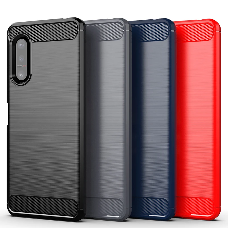 For Sony Xperia 5 II Case Rubber Bumper Silicone Carbon Fiber Cover For Sony Xperia 5 II Phone Case For Sony Xperia 5 II Case
