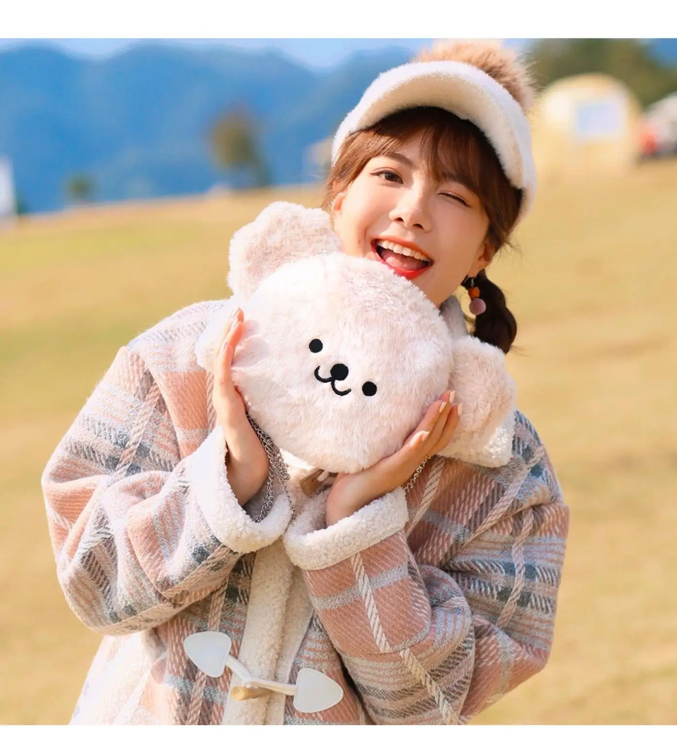 

Cute Bear Plush Women Shoulder Messenger Bags Chain Crossbody Bags Girls Wallet Pocket Plush Coin Bag Coin Purse 2021