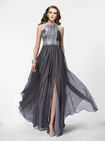 robe de soriee gray a line jewel beading sequins split front long evening dress 2021 formal women prom gowns custom made