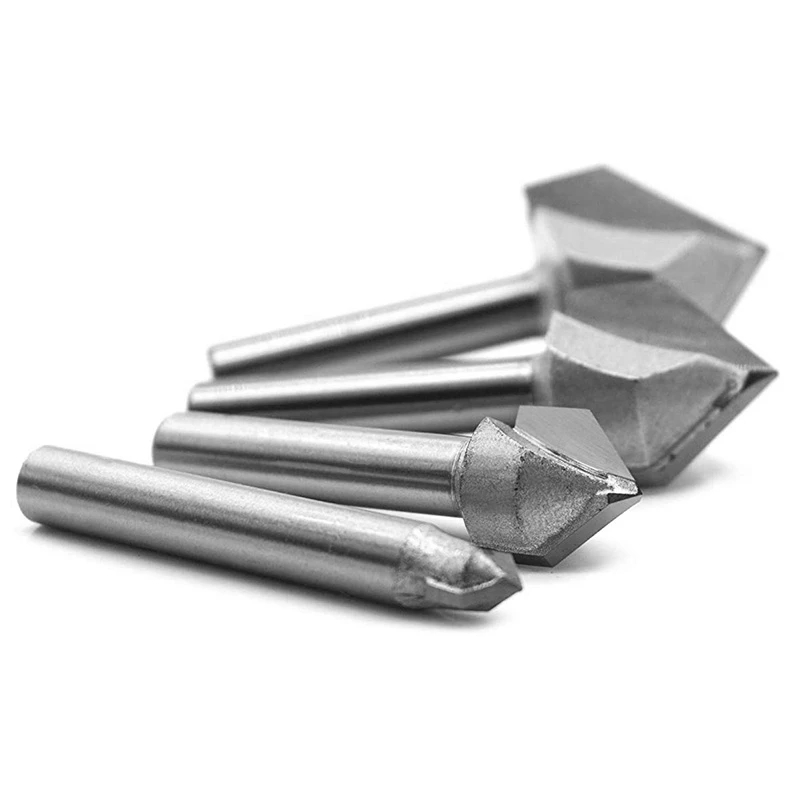 4Pcs 90-Degree V Groove Router Bit Titanium Coated Carbide-Tipped 2-Flute Cnc Engraving Woodworking Chamfer Bevel Cutter 1 | Инструменты