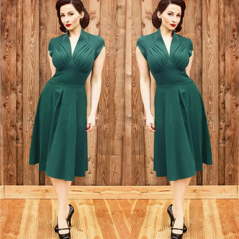 2020 новые винтажные Стиль Ретро 1940s Shirtwaist расклешенные вечерние чай элегантное