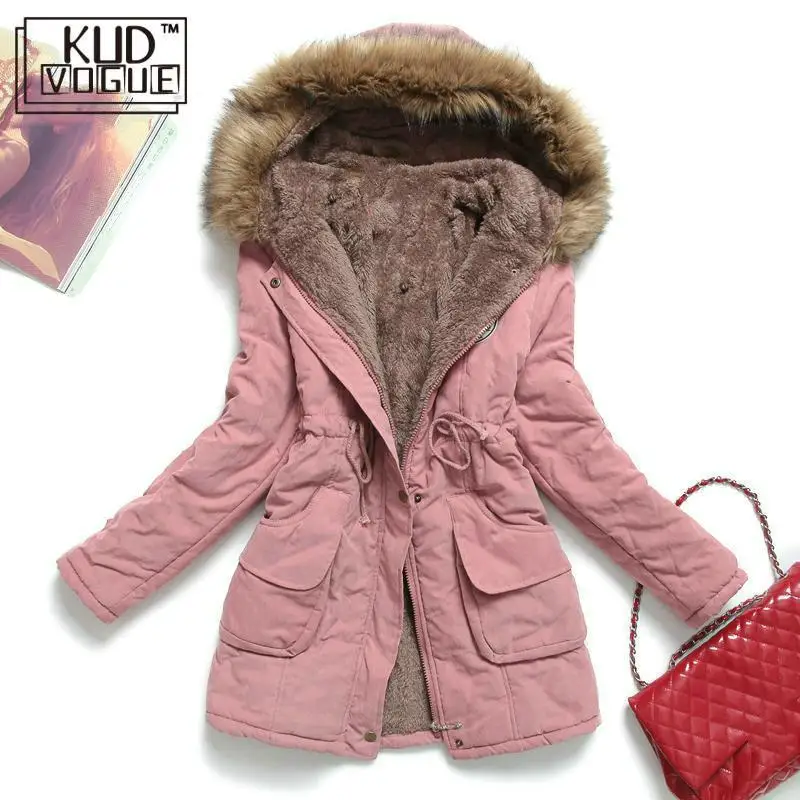 Женская зимняя куртка толстая теплая парка с капюшоном Mujer хлопковое Стеганое