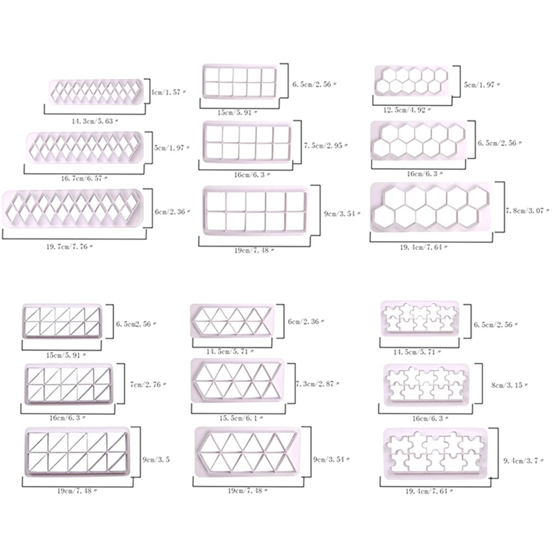 

18pcs Geometry Fondant Cookie Cutter Cake Mold Cake Decorating Tools Bakeware