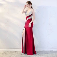 elegant v neck evening red dress for womens 2021 fashion trends sequins clothing ladies party night long luxury backless dresses