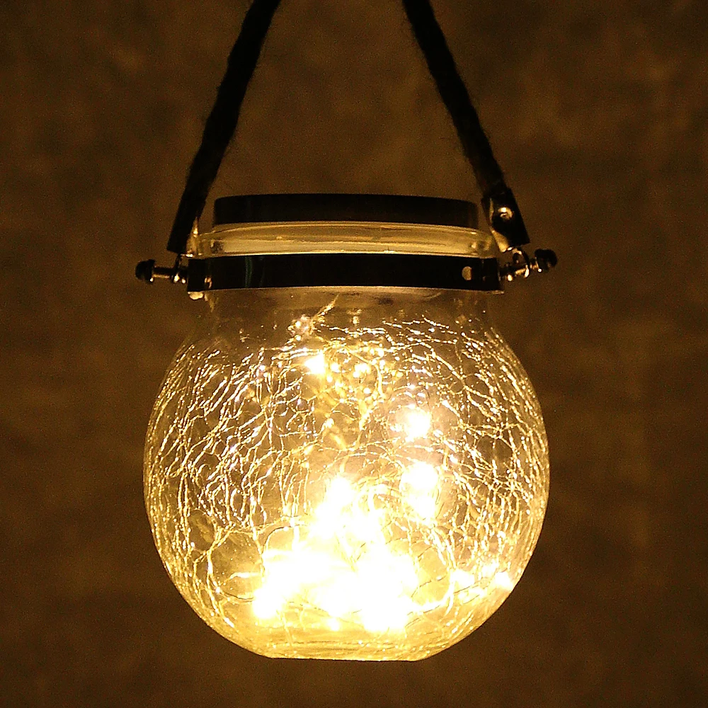 Уличный декоративный светильник на солнечной батарее медная проволока в баночке