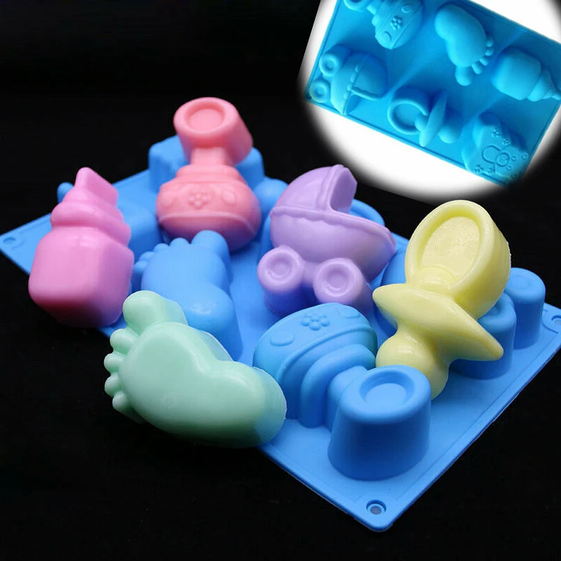 

DIY 6 Hole Baby Bottle Carriage Silicone Soap Mould Cake Candle Soap Kitchen Baking Mold Cake Tools Silicone mold